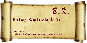 Balog Kapisztrán névjegykártya