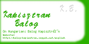 kapisztran balog business card